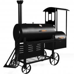 Smoker S-2 Dampflok de Luxe Barbecue BBQ Grill Räucherofen Holzkohlegrill Grillwagen