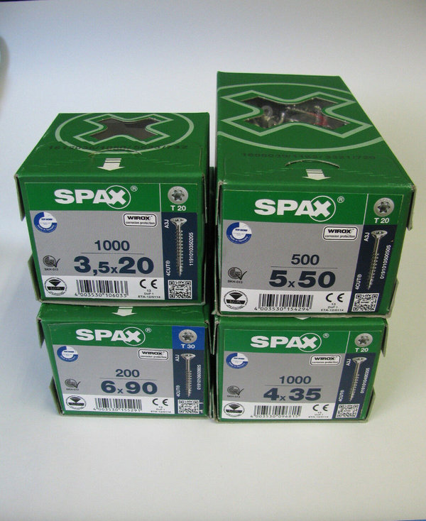 200 Stück Spax-Spanplattenschrauben- Multi-Senkkopf - STAR plus Antrieb - TG - 3,5 x 30/17 mm
