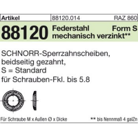 200 Stück rostfreie Edelstahl (A2) SCHNORR-Sperrzahnscheiben - Form S - beidseitig gezahnt - S 2