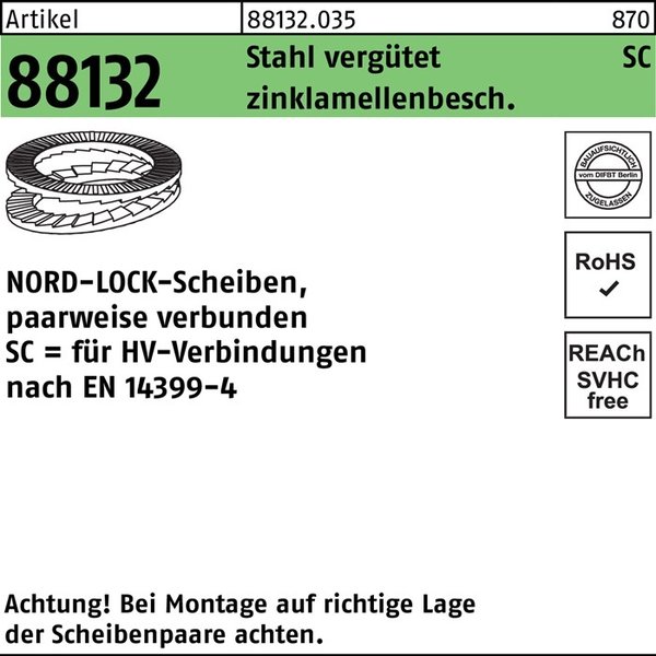 50 NORD-LOCK-Scheiben - Form SC - paarweise verbunden - zlmb - NL 22 SC
